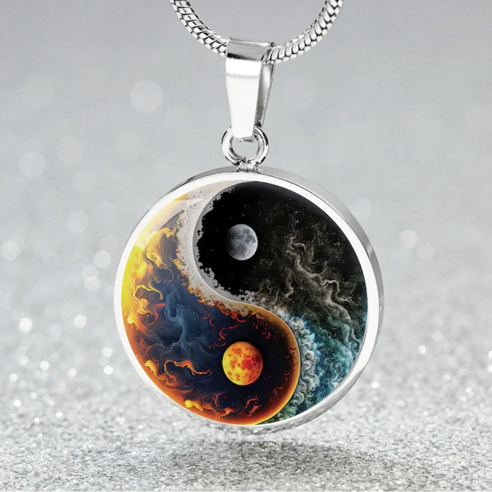 Sun and Moon Necklace, Yin Yang Pendant, Personalized Celestial Jewelry